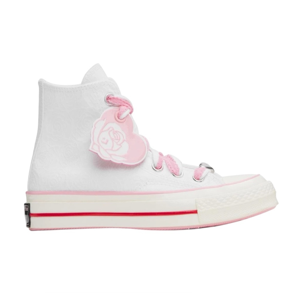 Converse White High-Top Sneakers with Pink Accents